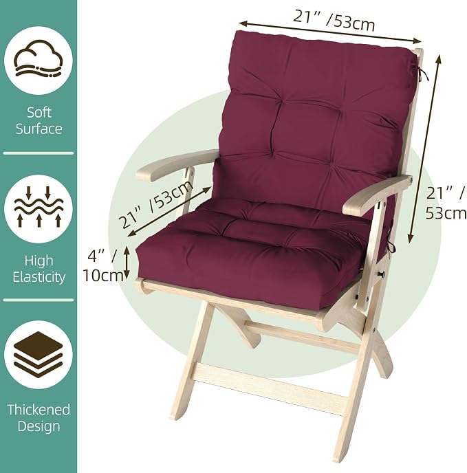 Outdoor Chair Cushion, High Back Soft Seat Pad - Image 9