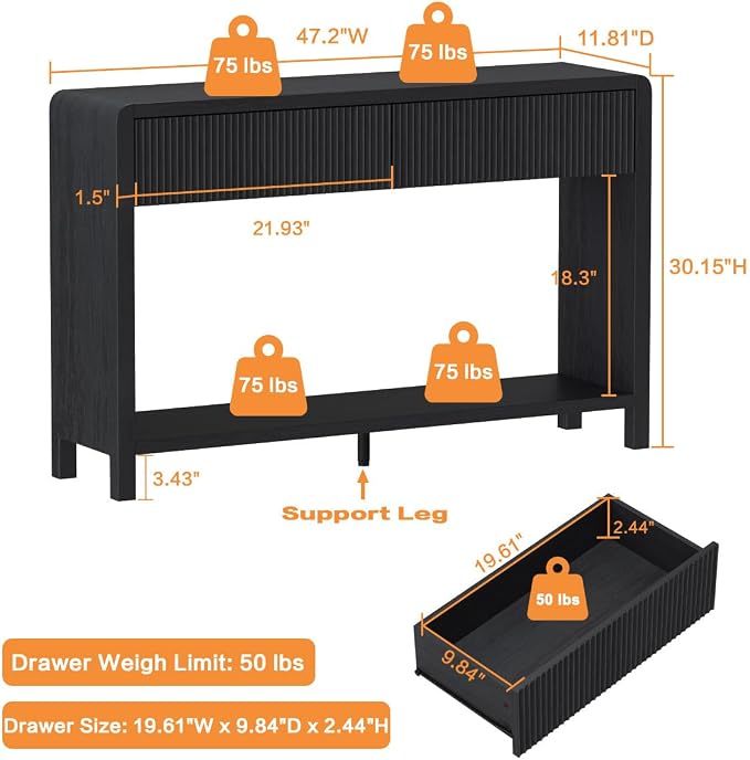 FATORRI Console Table for Entryway, Modern Sofa Table - Image 2
