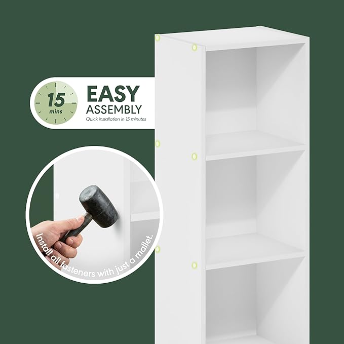 Furinno PASIR Book Shelf, 3-Tier Bookshelf, Easy Assembly Bookcase - Image 3