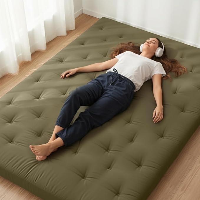 ZonLi Japanese Floor Futon Mattress Twin Size 75"x 39", 100% Cotton Cover 4'' by Zonli