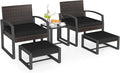 Tangkula 5 Pieces Wicker Patio Conversation Set, Outdoor PE Rattan Chair by TANGKULA