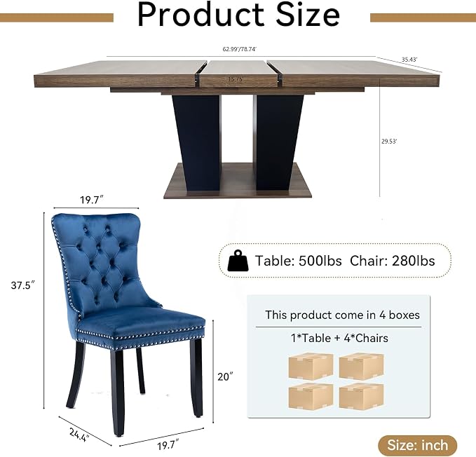 Henf 5 Pieces Extendable Dining Table Set - Image 7