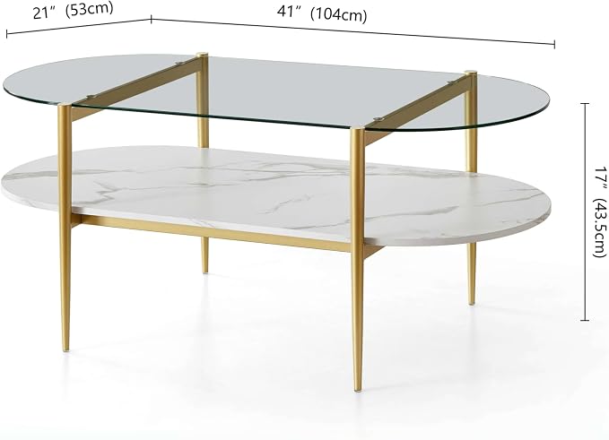 LumFurn Oval Coffee Table, Mid-Century Modern Design, L41 x W21 x H17 inch - Image 2