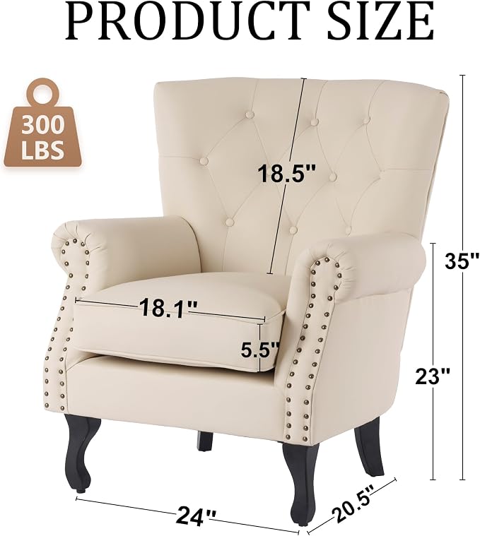 Modern Accent Chair Set of 2, PU Leather Armchair - Image 2