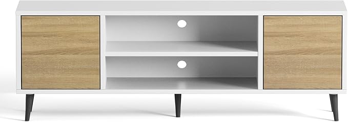 JUMMICO TV Stand for 65 Inch TV, Mid Century Modern TV Stand, Entertainment - Image 6