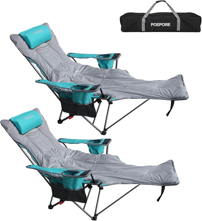 Reclining Camping Chair with Removable Footrest Lounge Chair with Headrest by POEPORE__LOOKGOODFEELGOOD