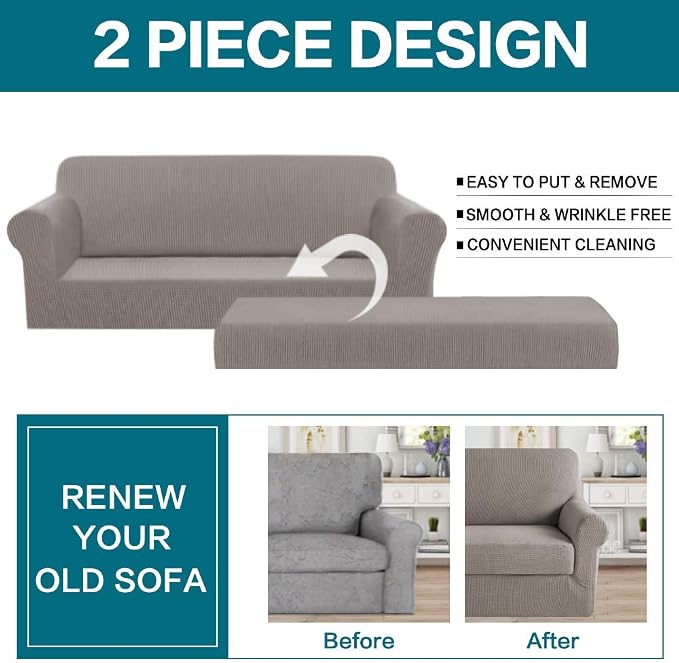 Turquoize Stretch Sofa Slipcover 2 Pieces Sofa Cover Couch Cover - Image 4