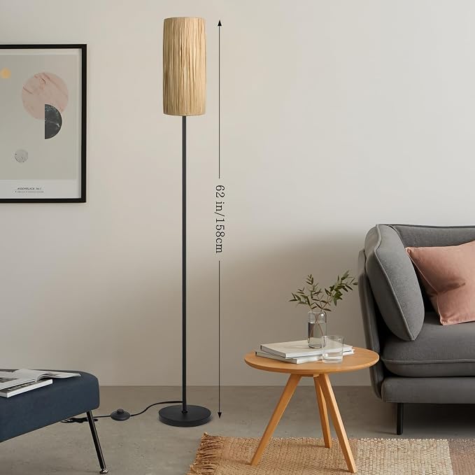 Ruiever Floor Lamp for Living Room, Rattan Boho Floor lamp, Modern Standing lamp - Image 2