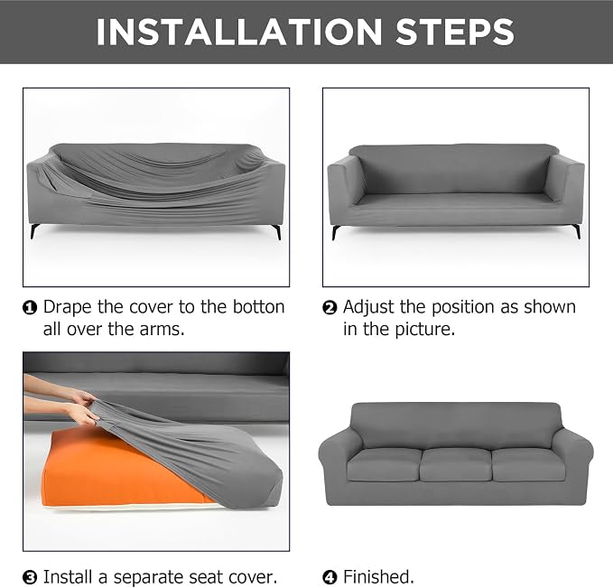 HunnmingRe Sofa Covers for 3 Cushion Couch Stretch Sofa and Loveseat Covers Set - Image 4
