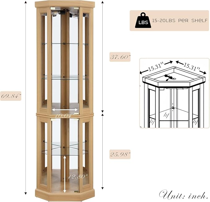 Anwick Corner Display Curio Cabinets - Image 2