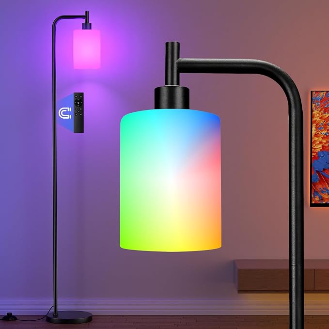 Ziisee RGB Floor Lamps for Living Room, Dimmable Industrial Standing Lamp by Ziisee