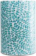 PEMAR Mother of Pearl Inlaid Cylinder Drum End Table Nacre Capiz Shell Side by PEMAR
