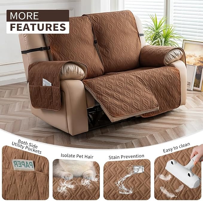 Genina Waterproof Loveseat Recliner Cover Non-Slip, Sofa Cover - Image 4
