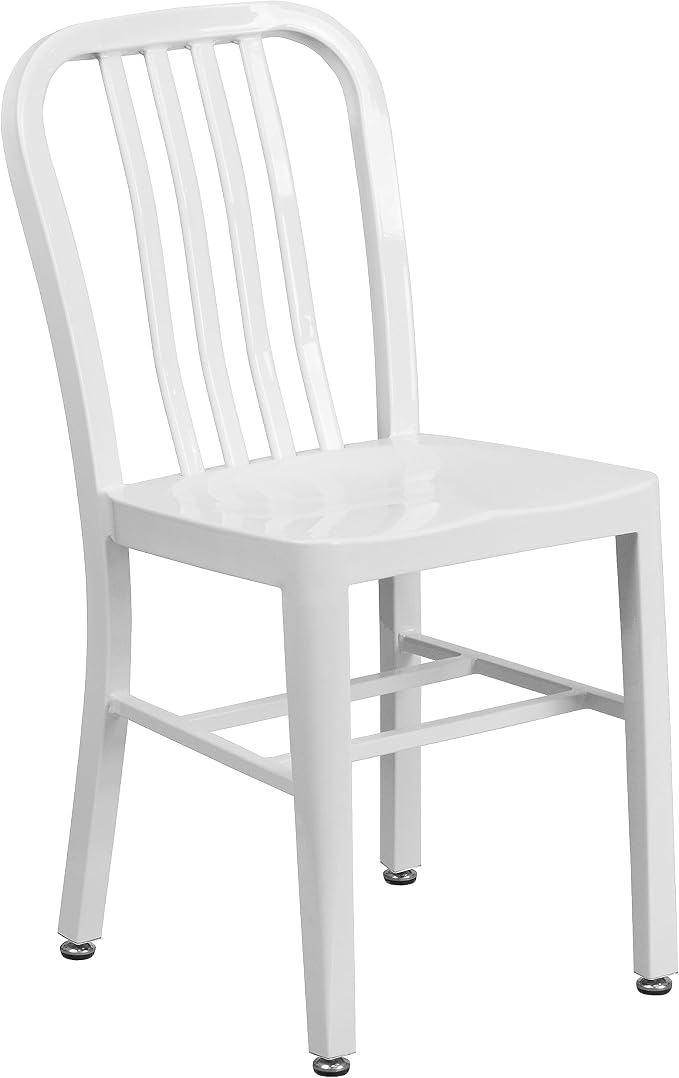 Flash Furniture Commercial Grade White Metal Indoor-Outdoor Chair by FlashFurniture