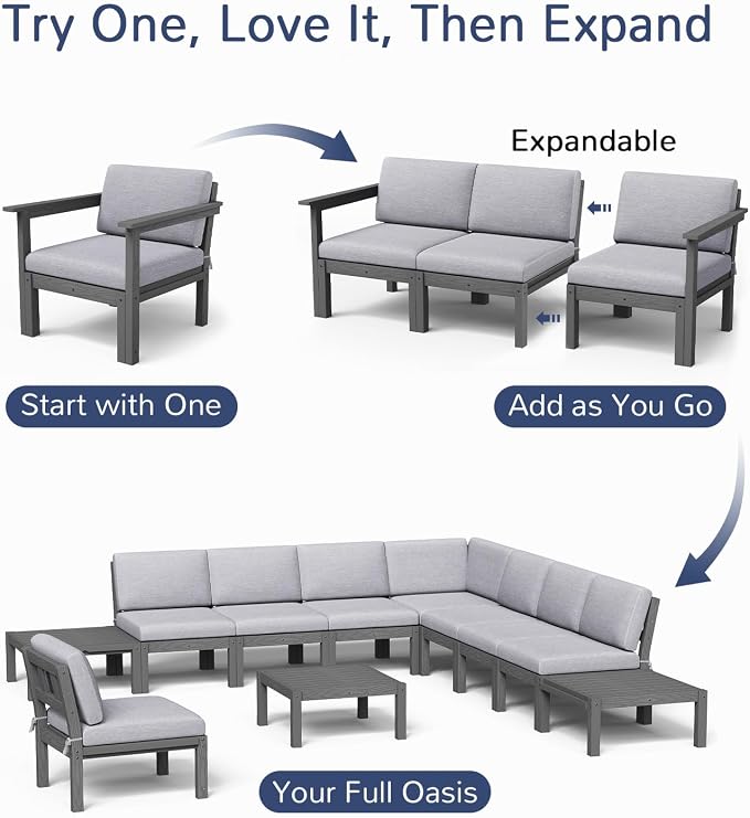 Stoog Patio Furniture Set, 6-Piece All-Weather Outdoor Sectional Sofa Set - Image 4