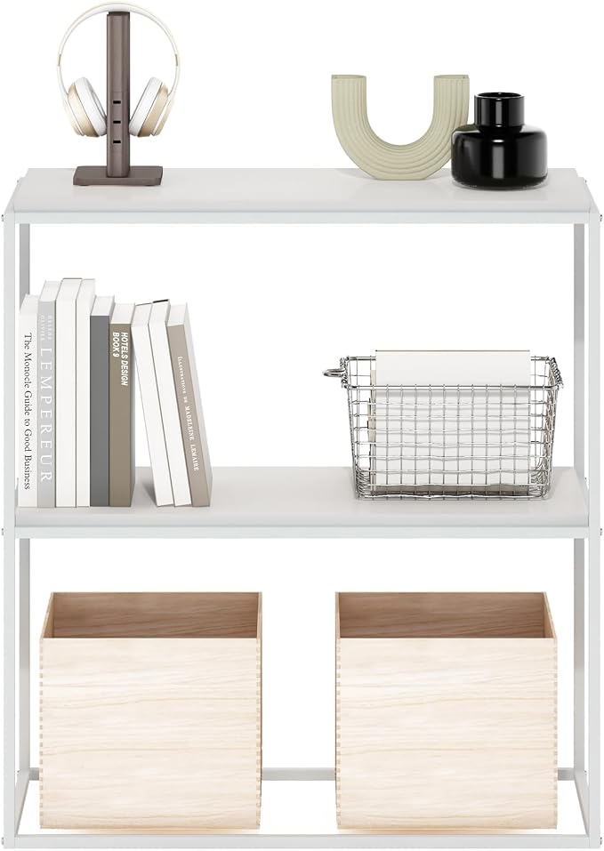 Furinno Moretti Modern Storage Shelves, 2-Tier Wide Stackable Book Shelf - Image 4