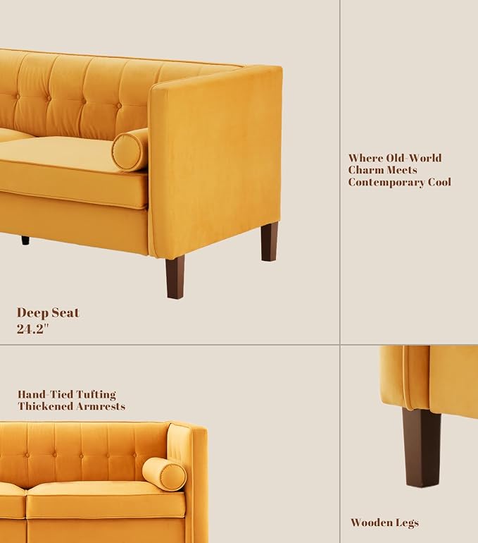 Dreamsir 58'' W Velvet Sofa, Mid-Century Modern Love Seats Sofa Furniture - Image 8