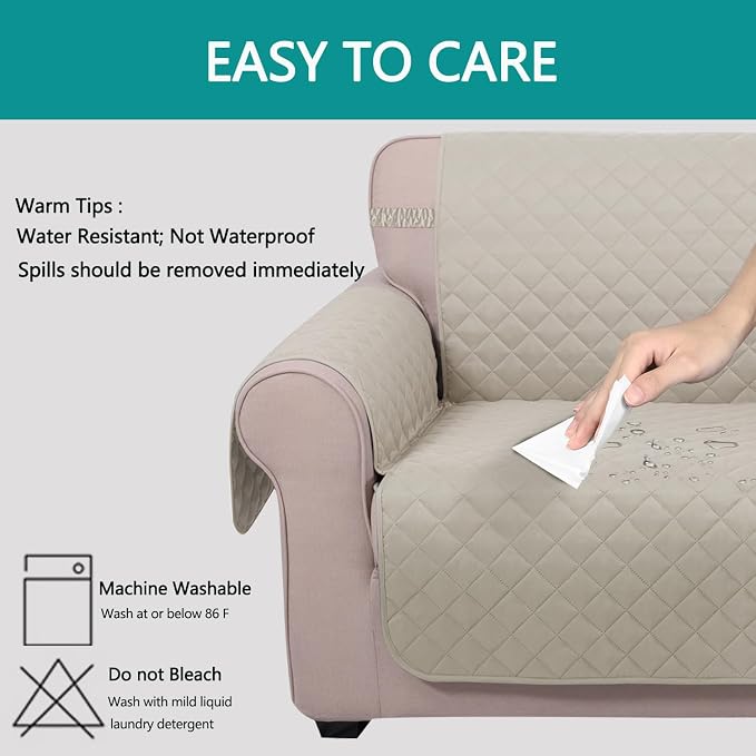 U-NICE HOME Reversible Oversized Chair Covers Quilted Water Repellent Pet - Image 4