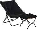Tiita Folded Chair with Ottoman, Soft Faux Fur Oversized Folding Accent Chair by TiitaHome