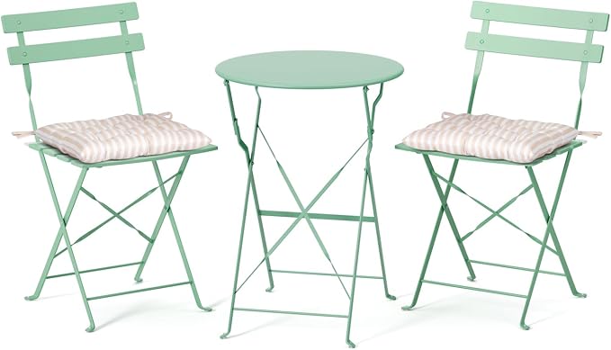 VINGLI Outdoor Folding Bistro Table and Chairs Set of 2, 3-Piece Bistro Set by VINGLI