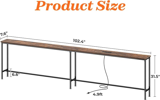 SUPERJARE 102.4 Inch Sofa Table - Image 3
