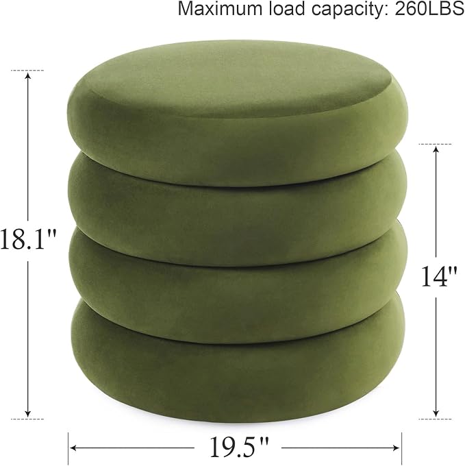 Flouki 19.5" Storage Ottoman Round, Vanity Stools - Image 3