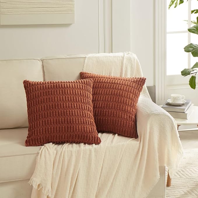 Fancy Homi 4 Packs Rust Decorative Throw Pillow Covers 18x18 Inch - Image 7