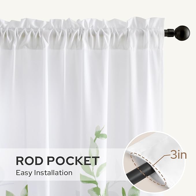 HOMEIDEAS Non-See-Through Sage Green and White Privacy Sheer Curtains 52 X 63 - Image 5
