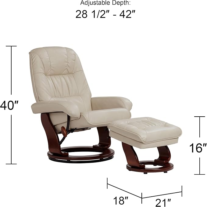 Benchmaster Kyle Taupe Swivel Faux Leather Recliner - Image 3