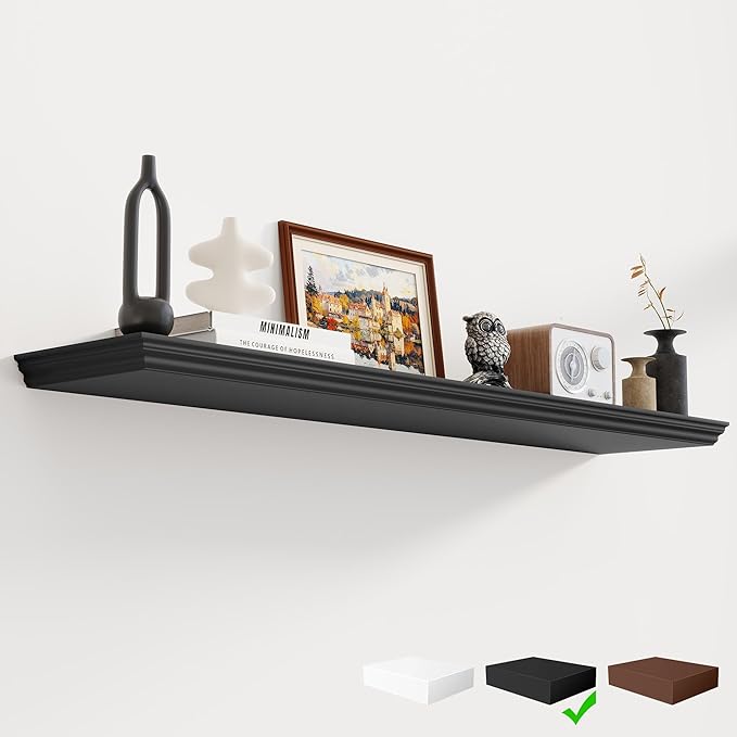 Fun Memories Floating Shelves 48 Inch Long, 9.3 Inch Deep Classic Crown Molding by FunMemories
