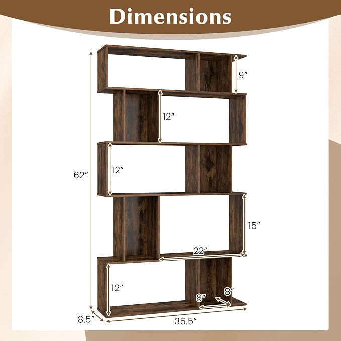 Giantex 5-Tier Bookshelves Set of 2, 10-Cube Geometric Bookcase - Image 3