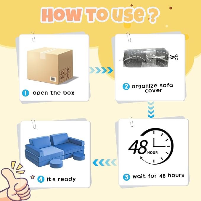 12 Pcs Modular Kids Play Sofa Convertible Foam Floor Mat and Play Fortress - Image 8