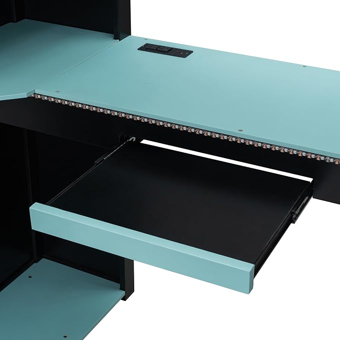 Full Size Wood Loft Bed with Built-in Workstation, Smart Storage, RGB Lighting - Image 6