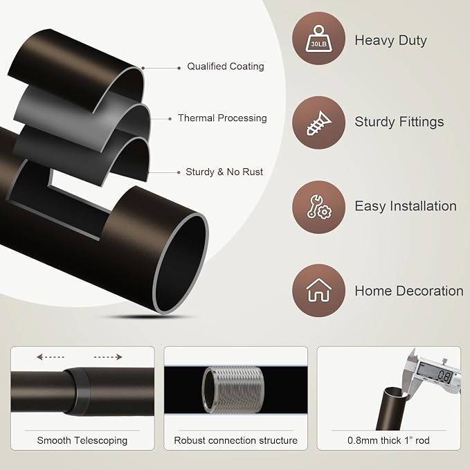 Lootkell Modern Brown Curtain Rods - Image 7