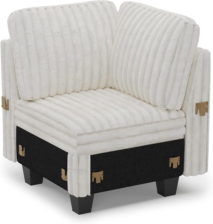 Belffin Corduroy Corner Seat for Modular Sofa Sectional Couches for Living Room - Image 9