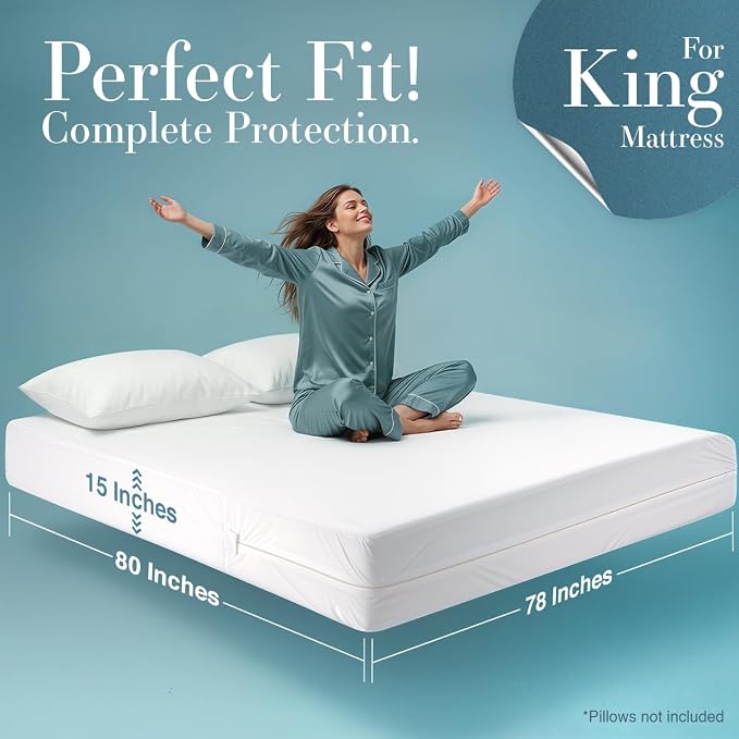 Utopia Bedding King Size Mattress Protector Zippered, 100% Waterproof Bed Bug - Image 2