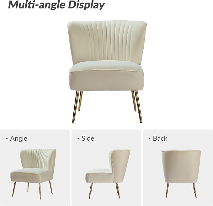 HULALA Home Velvet Accent Chair Set of 2, Modern Armless Upholstered Side Chair - Image 7