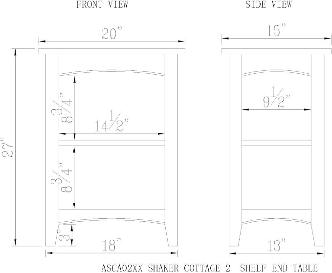 Shaker Cottage End Table with Dual Storage Shelves, Transitional Cottage Styling - Image 3