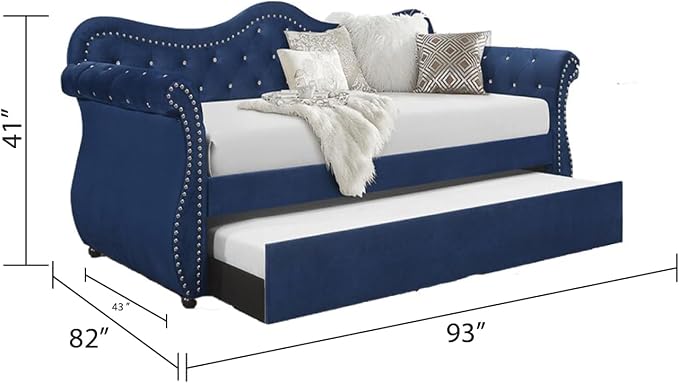 Modern Luxury Upholstery Crystal Tufted Trundle - Image 3