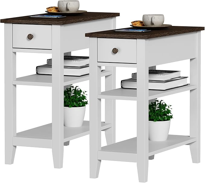 ChooChoo Side Table Living Room Set of 2, Narrow End Table by ChooChoo
