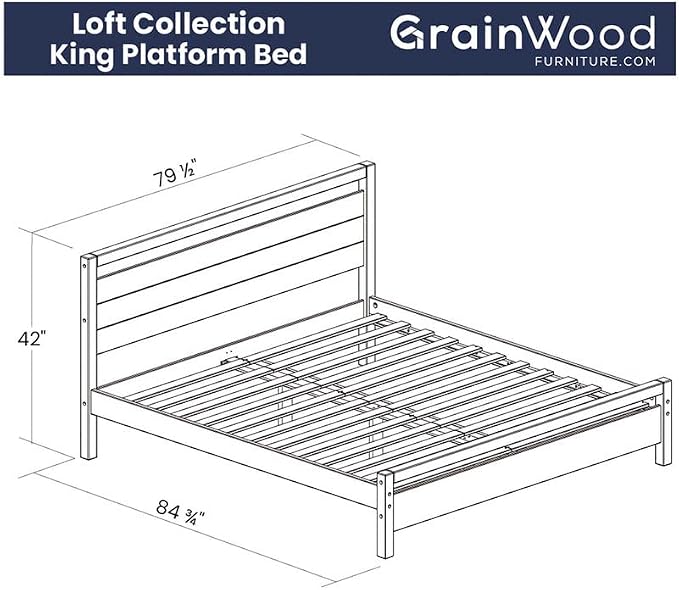 Grain Wood Furniture Loft King Size Solid Wood Bed - Image 3