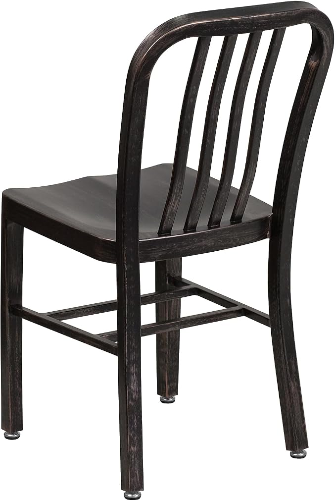 Flash Furniture Commercial Grade Black-Antique Gold Metal Indoor-Outdoor Chair - Image 5