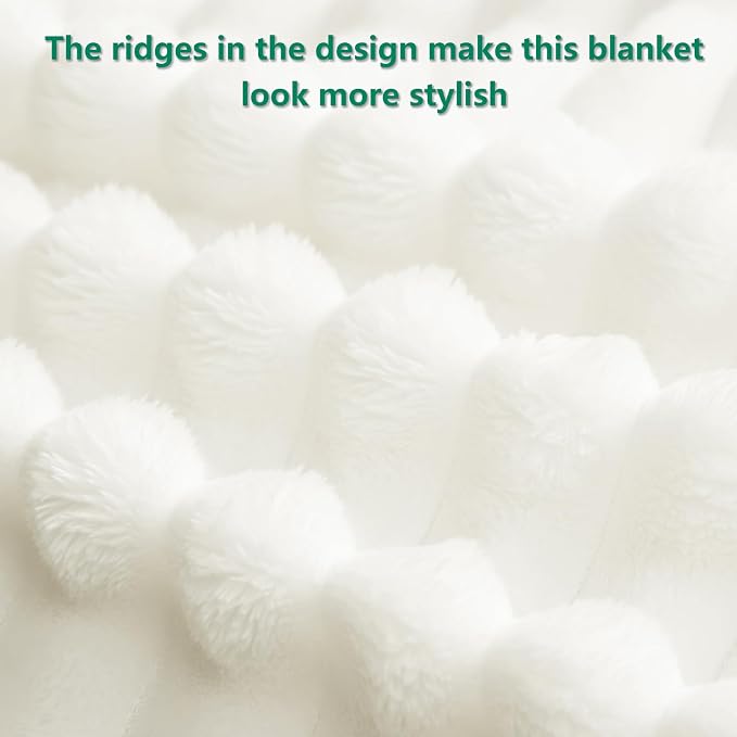 HIMEET Off White Ribbed Throw Blanket - Image 3