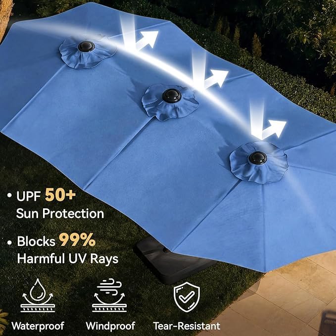 Aoxun 8-Piece Patio Table and Chairs Set & 15ft Patio Umbrella - Image 7