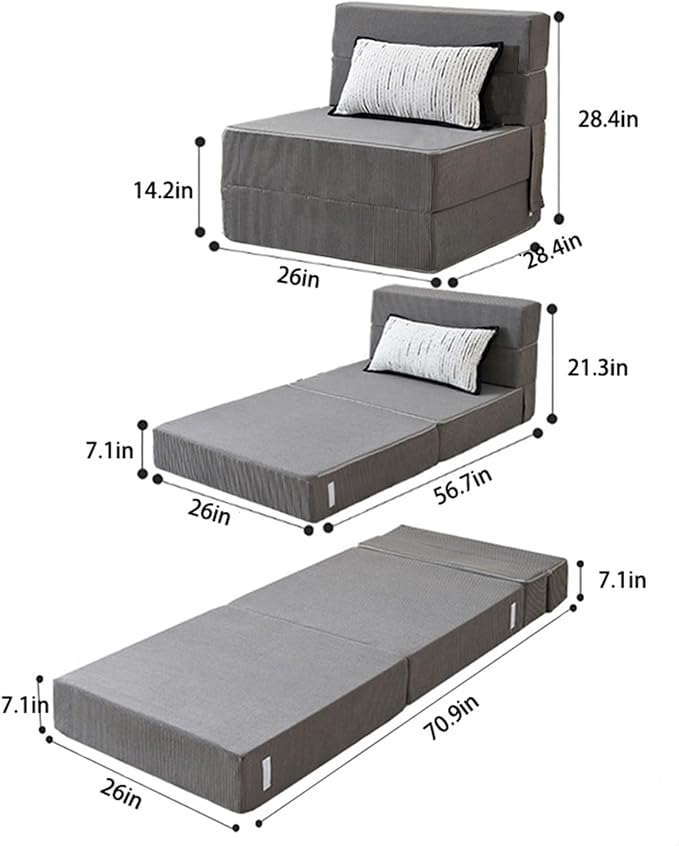 HJAHHSM Small Couch Boneless Futon Sleeper Sofa Bed Cloud Lounge Reading Chair - Image 3