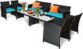 Tangkula 8 Pieces Patio Wicker Conversation Furniture Set, Patiojoy Sofa & by TANGKULA