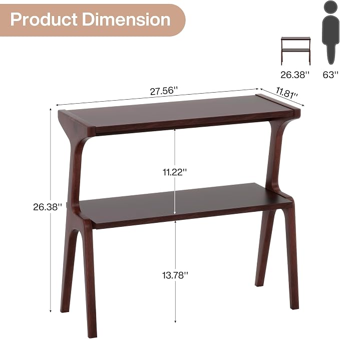 Set of 2 Solid Wood End Table, 2-Tier Side Table - Image 2