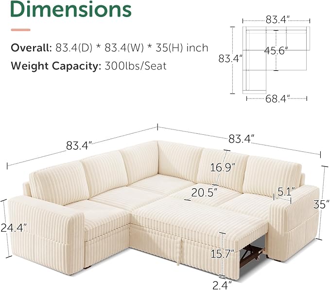 HONBAY Modular Sectional Sleeper Sofa - Image 2