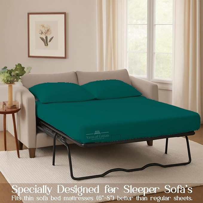 Sleeper Sofa Bed Sheet, 100% Cotton 400 Thread Count, 4 Piece Set, Deep Pocket - Image 3
