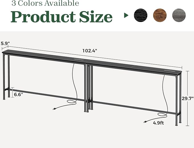 SUPERJARE 102.4 Inch Sofa Table - Image 3
